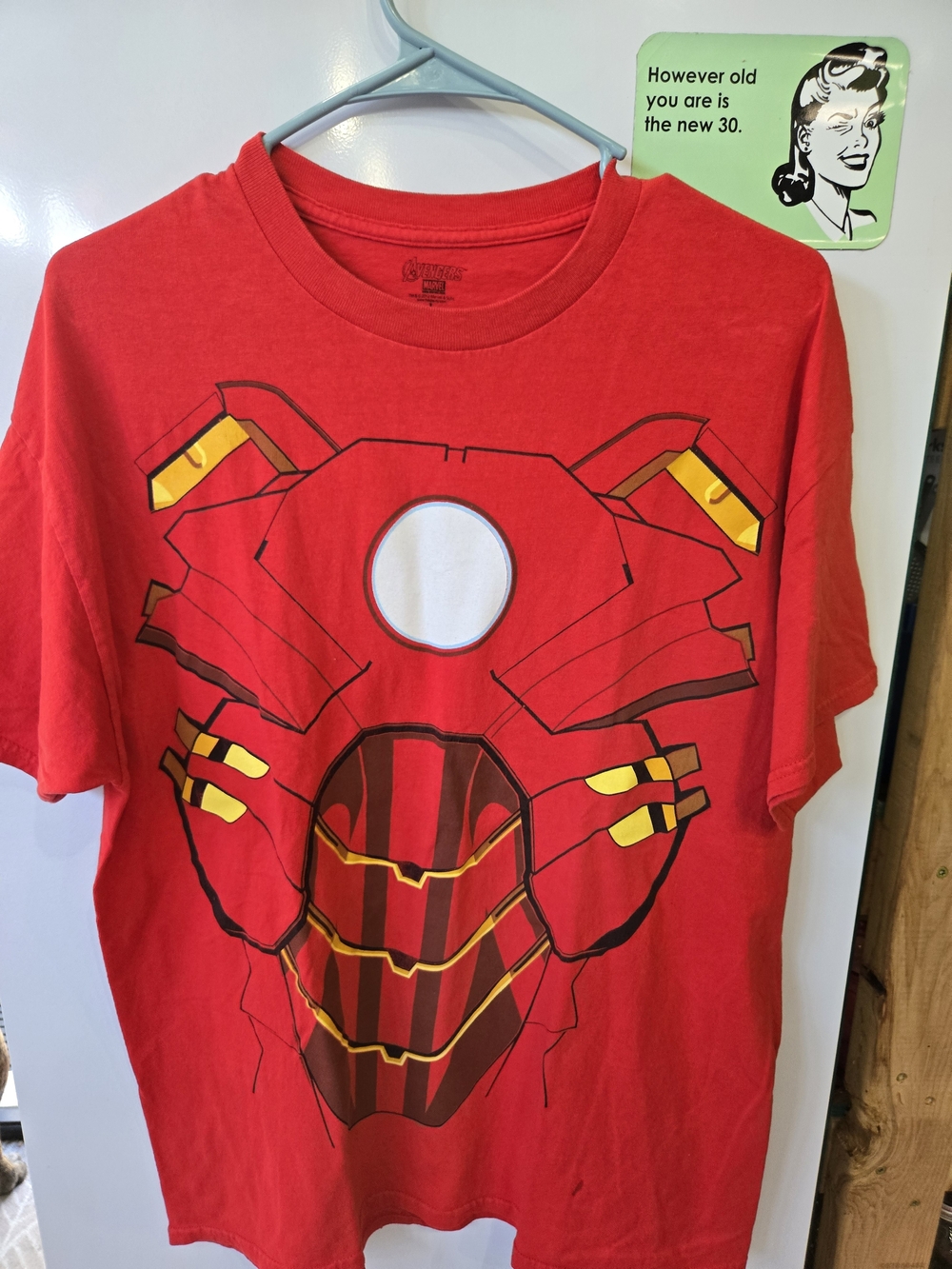 Men's Red Graphic Short Sleeve Iron Man Shirt